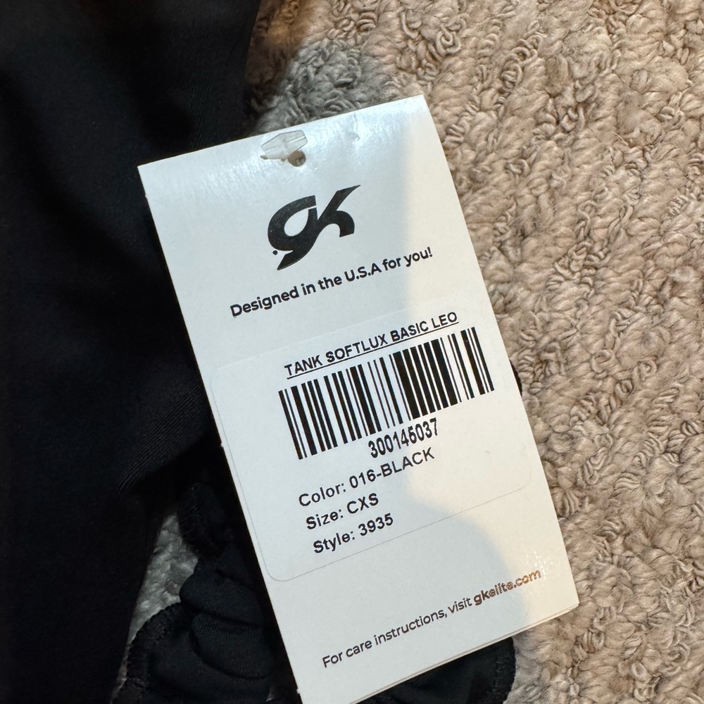GK Black Girls' Athletic One-Piece Leotard with Matching Scrunchie - Picture 3 of 3